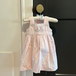 Luli & Me pink seersucker bunny dress 18 months